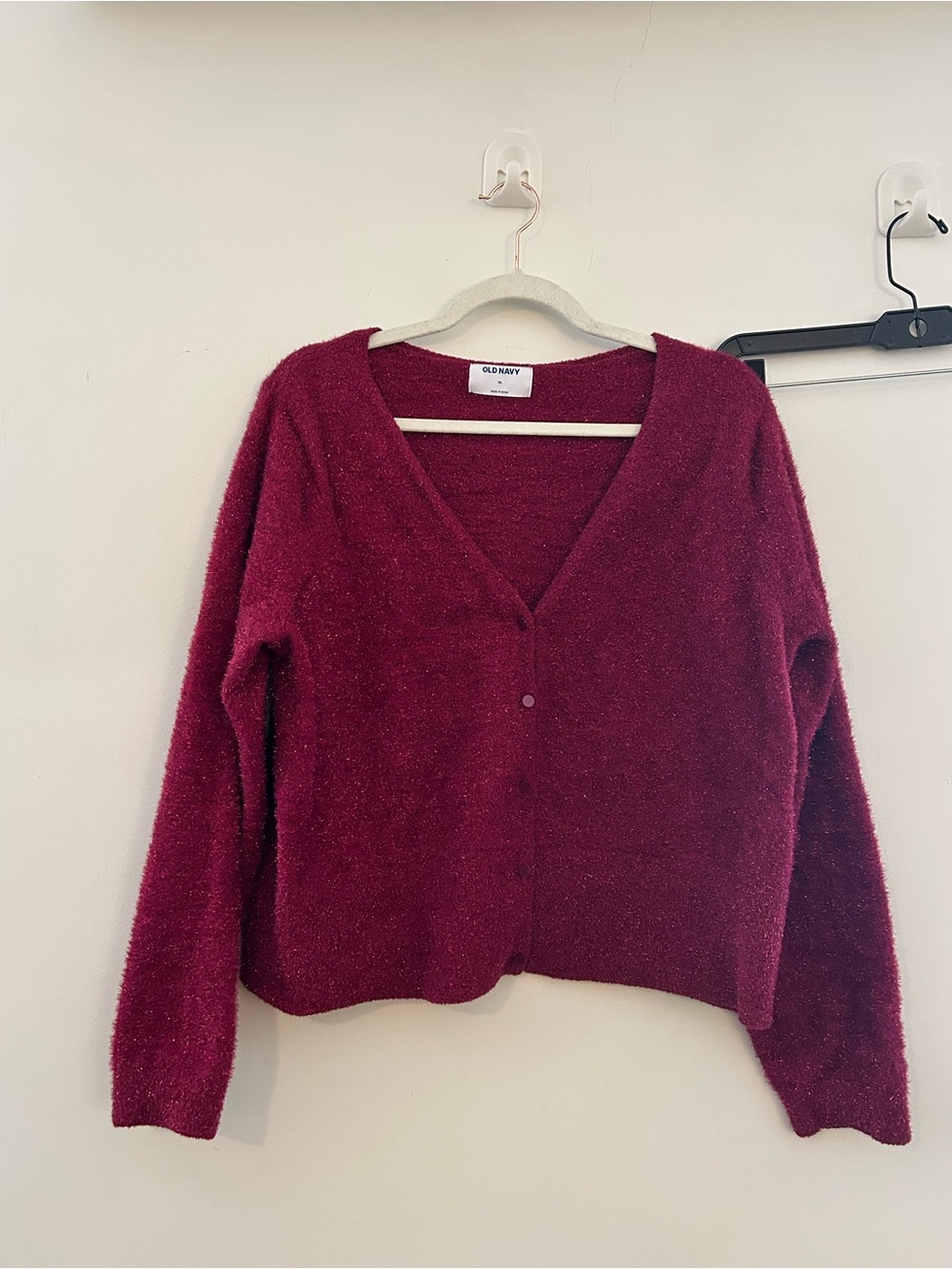 Old Navy Textured Shine Cropped Cardigan Sweater Size XL Hot Pink